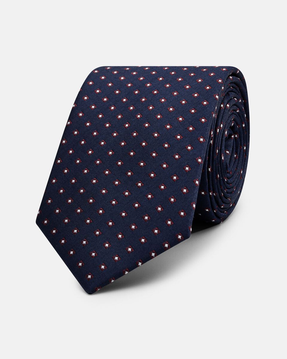 Mens Navy/Burgundy Silk Geo Diamond Dot Tie